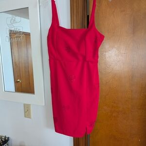 Bedazzled Heart Valentines Day Red Planet Gold Mini Dress